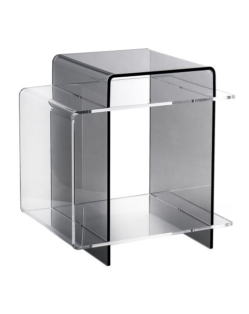 Table basse/chevet 70's fumé transparent - 45x33x47 cm
