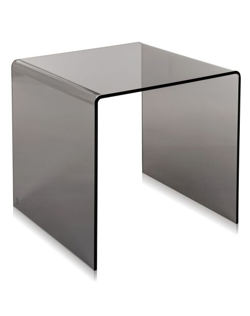 Table basse/chevet 80's fumé transparent - 55x44x56 cm