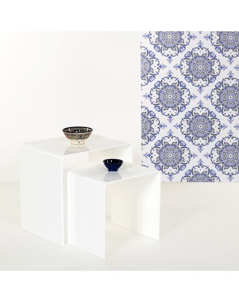 Table basse/chevet 80's blanche - 40x40x40 cm