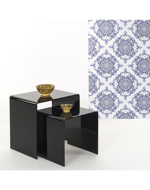 Table basse/chevet 80's noire - 40x40x40 cm