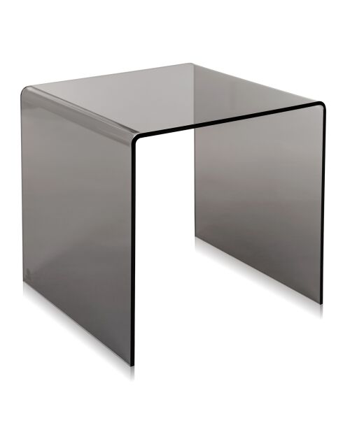 Table basse/chevet 80's fumé transparent - 40x40x40 cm