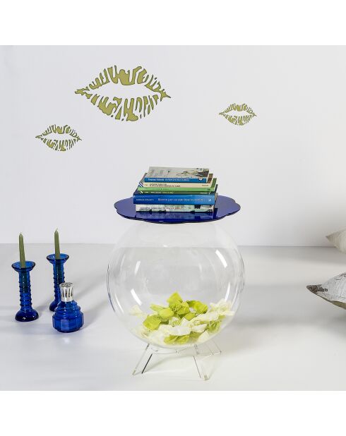 Bollina blau/transparenter Couchtisch - D.40xH.45 cm
