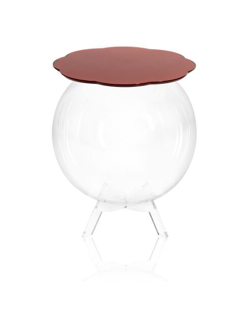 Table basse Bollina rouge/transparent - D.40xH.45 cm