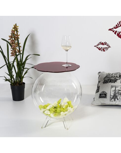 Bollina rot/transparenter Couchtisch - D.40xH.45 cm