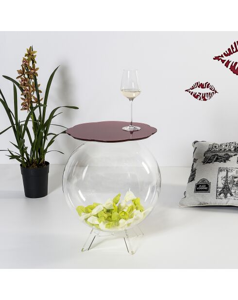 Table basse Bollina rouge/transparent - D.40xH.45 cm
