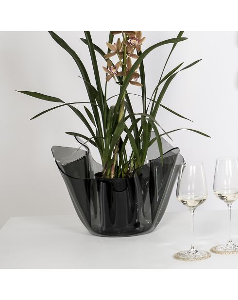 Vase multifonction Drapé gris transparent - D.45xH.29 cm