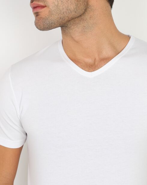 T-Shirt Col V blanc