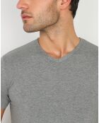 T-Shirt col V en Coton gris