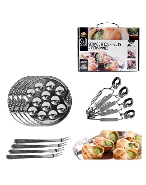 12 utensili in argento a forma di lumaca - 19x19x1,5 cm