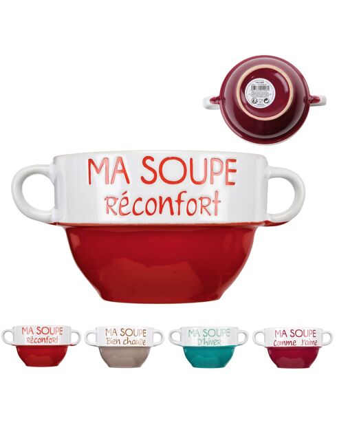 Bol à soupe avec anses coloris aléatoire - 550 ml