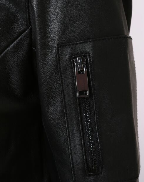 Veste en Cuir Agathe noire