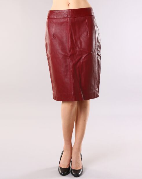 Jupe en Cuir longue Mirabelle bordeaux