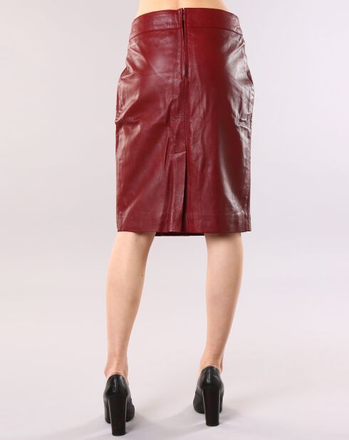 Jupe en Cuir longue Mirabelle bordeaux