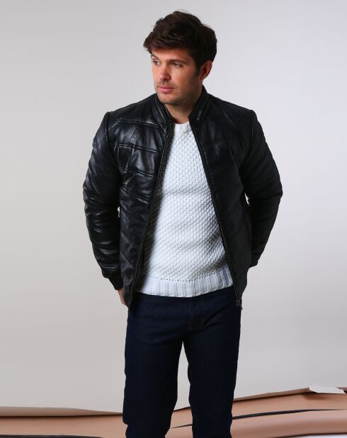 Doudoune en Cuir Brad noire