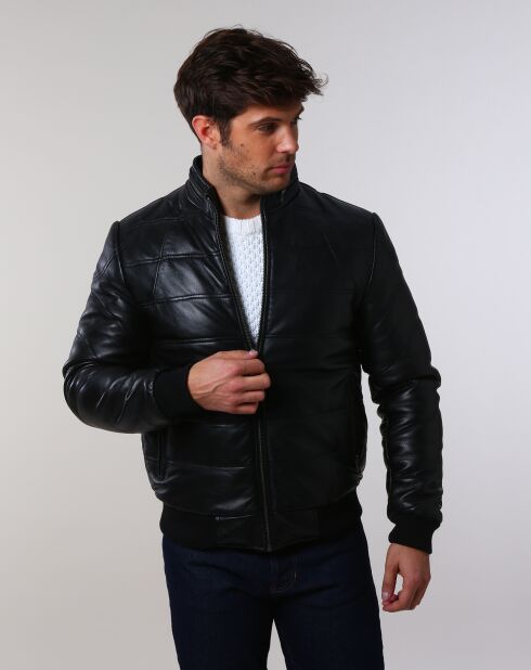 Doudoune en Cuir Brad noire