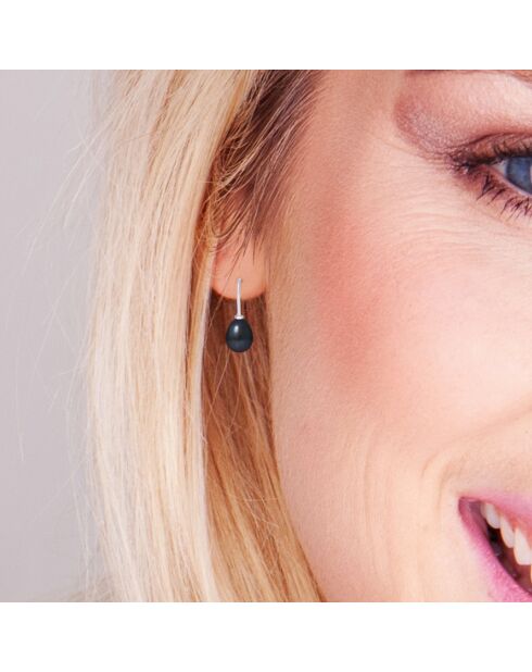 Boucles d'oreilles Argent Perles d'Eau Douce noires