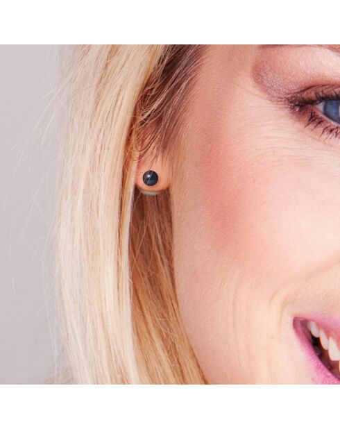 Recto Verso Freshwater Pearl 6-7/12 mm Ohrringe schwarz Silber