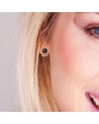 6/10 mm zwarte zoetwaterparel zilveren dubbelzijdige oorbellen