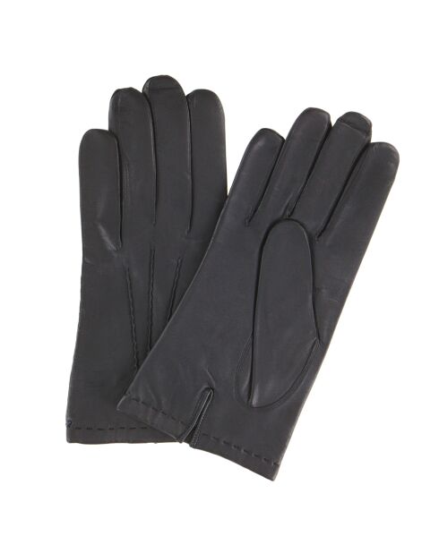 Gants en Cuir d'Agneau doublure Laine & Coton noirs