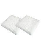 Pack 4 pièces blanc : 2 Oreillers + Protège-Matelas + Couette - 180x200 cm
