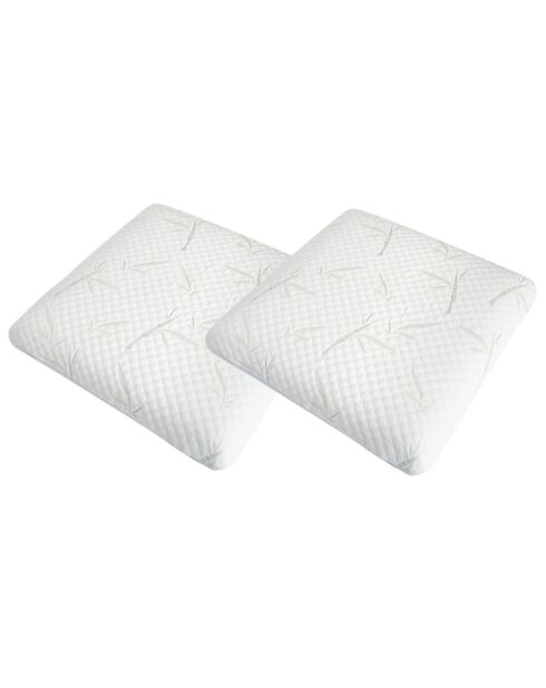 Pack 4 pièces blanc : 2 Oreillers + Protège-Matelas + Couette - 180x200 cm