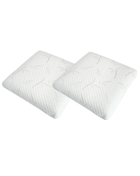 Pack 5 pièces : 2 Oreillers + Protège-Matelas + Couette + Surmatelas - 160x200 cm