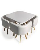 Table et 4 chaises encastrables Melika blanche - 90x90x75 cm