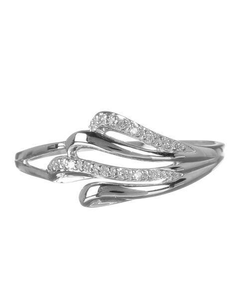 Anillo de doble onda con diamantes de oro blanco de 0.04 quilates