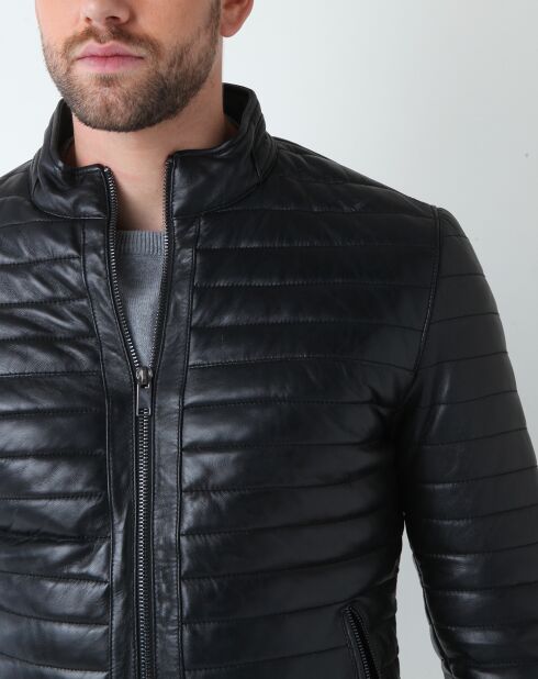 Veste en Cuir Lazare noire