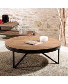 Table basse Léa marron - D.90xH.35 cm