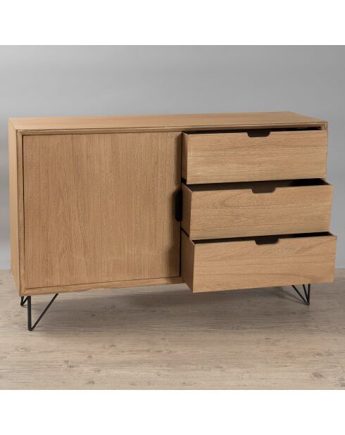 Buffet 1 porte & 3 tiroirs Margaux marron - 115x34.5x74.5 cm