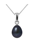 Pendentif Or Blanc Perle d'Eau Douce noire