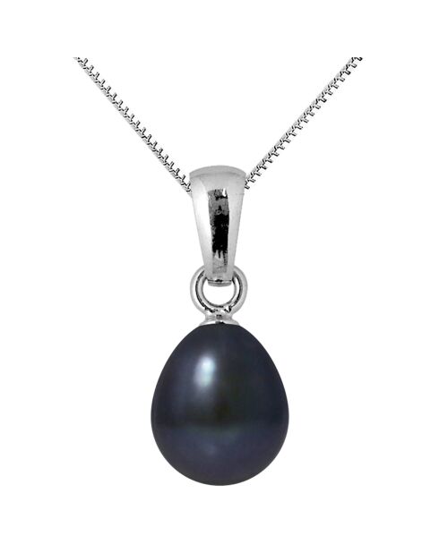 Pendentif Or Blanc Perle d'Eau Douce noire