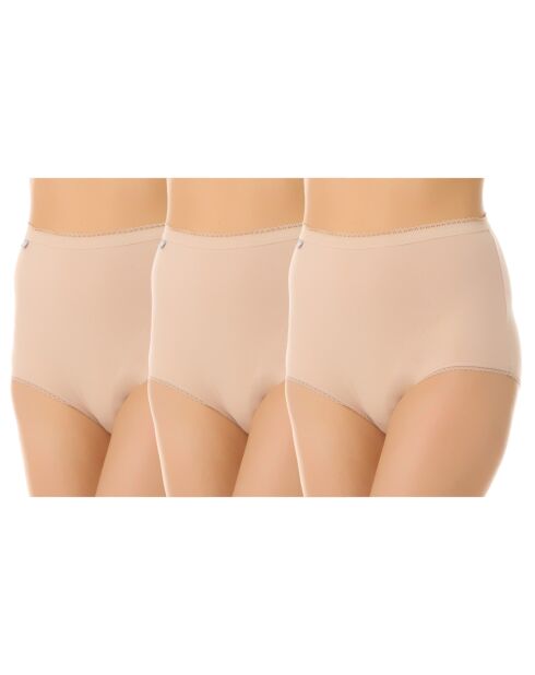 3 beigefarbene Baumwollhöschen mit hoher Taille