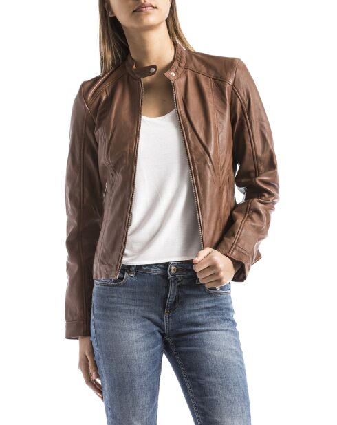 Veste en Cuir Alazeia cognac