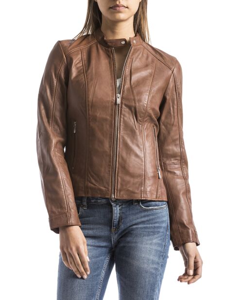 Veste en Cuir Alazeia cognac