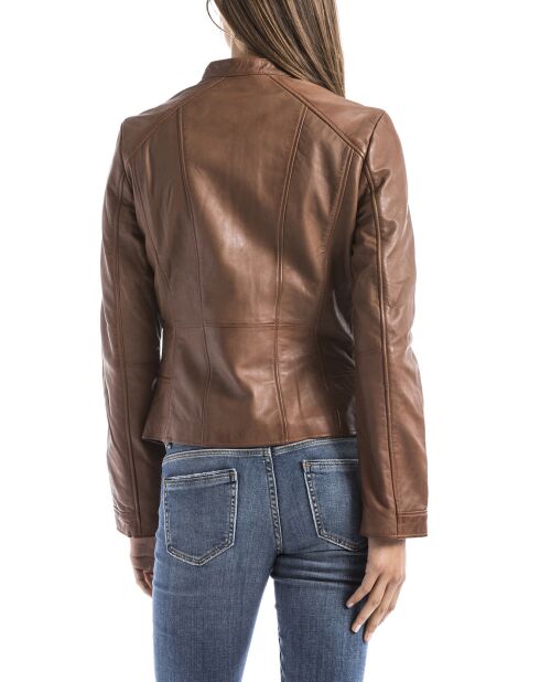 Veste en Cuir Alazeia cognac