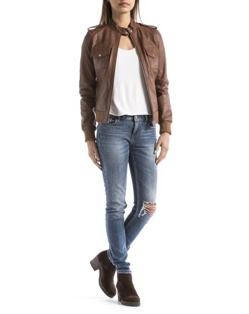 Veste en Cuir Belaya cognac