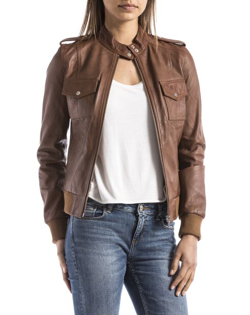 Veste en Cuir Belaya cognac