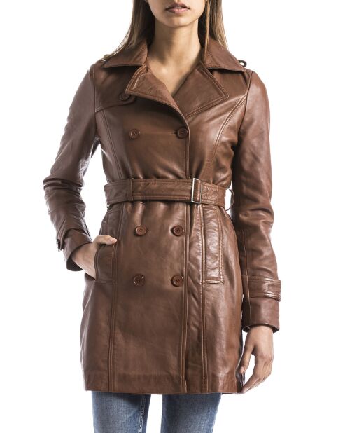 Veste en Cuir Oka cognac