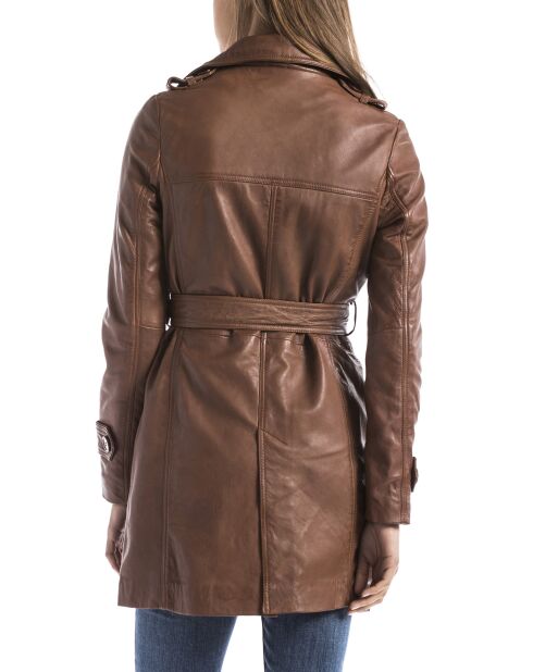 Veste en Cuir Oka cognac