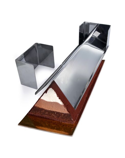Moule à buche triangulaire argent - 31x10 cm