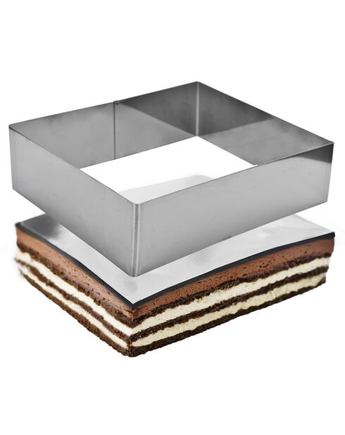 Cadre pâtissier rectangulaire 3 tailles argenté - 25x16x5 cm