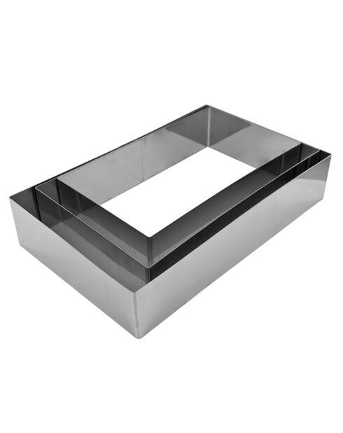 Cadre pâtissier rectangulaire 3 tailles argenté - 25x16x5 cm