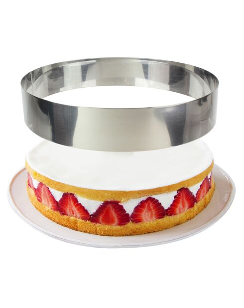 Cadre pâtissier rond 3 tailles argenté - 26x26x5 cm