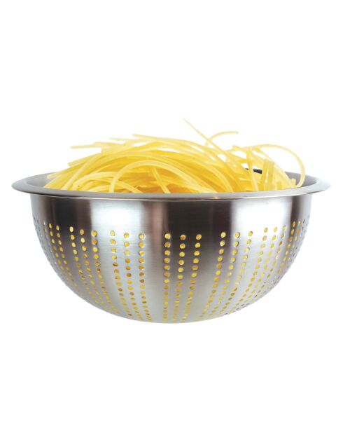 Sieb aus silberfarbenem, gebürstetem Edelstahl - D.27,5 cm