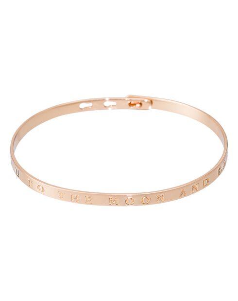 I Love U To The Moon And Back armband in roze messing