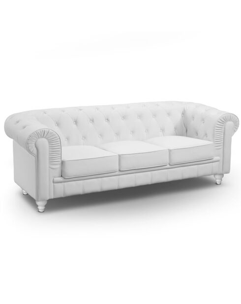 Canapé 3 places Chesterfield blanc - 207x80x72 cm