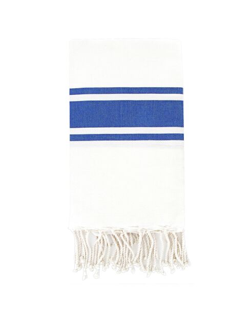 St Tropez Traditional Fouta wit/Grieks blauw - 100x200 cm