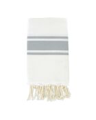 St Tropez Traditional Fouta wit/parelgrijs - 100x200 cm